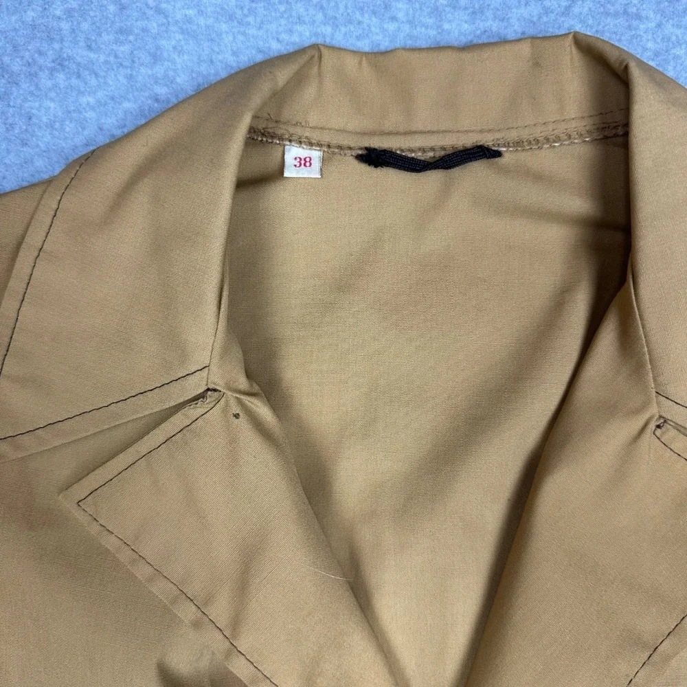Vintage 70s Safari Field Bush Jacket Tan Khaki Utility Chore Coat Size 38